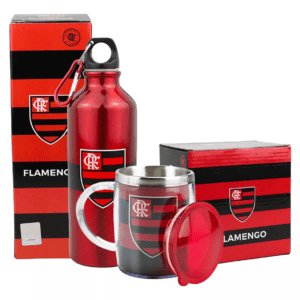 Kit Flamengo Caneca Termica C/ Tampa+ Garrafa Squeeze 500m